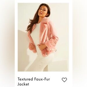 GUESS Texured Faux-Fur Jacket